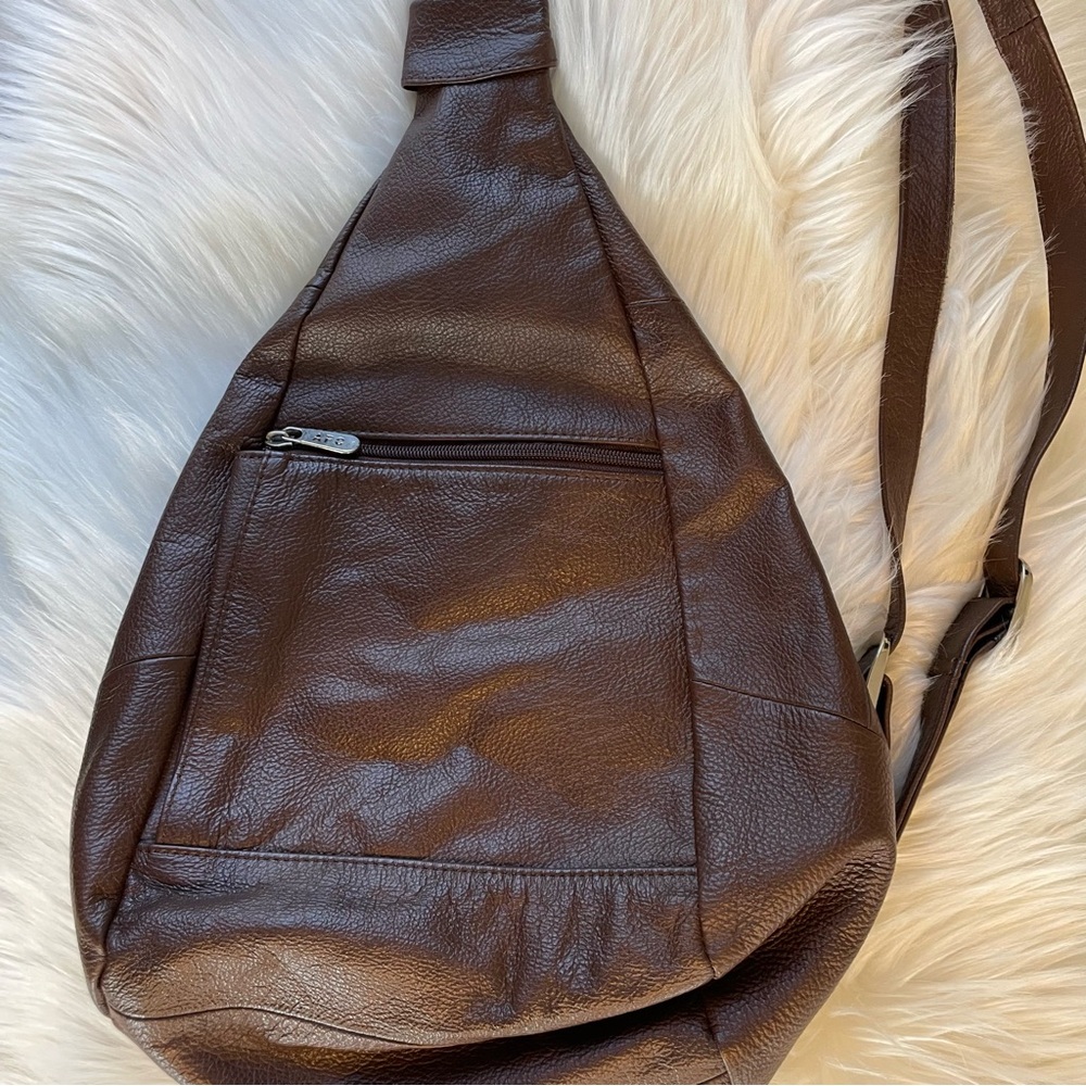 A.P.C. Brown Leather Convertible Backpack